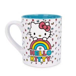 SANRIO HELLO KITTY Rainbow Glitter Ceramic Mug.